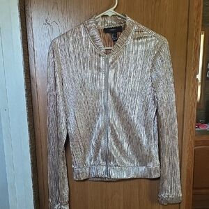 Gold Metallic Zip-Up Jacket